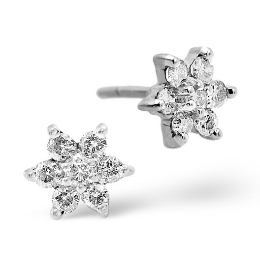 Diamond Cluster Earrings 0.30ct White Gold